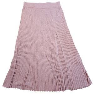 Womens 7th Avenue New York & Company Pink Glittery Slit Maxi Skirt Size L NWT